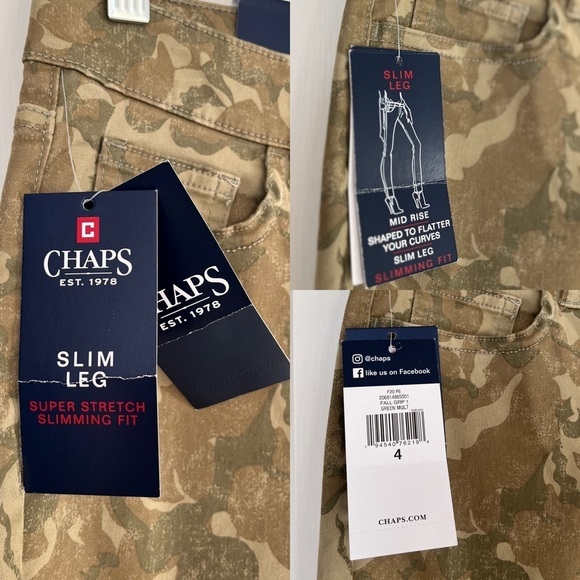 NWT Chaps Camo Print Mid-rise Slim Leg Super Stretch Skinny Pant 4 - Picture 8 of 16